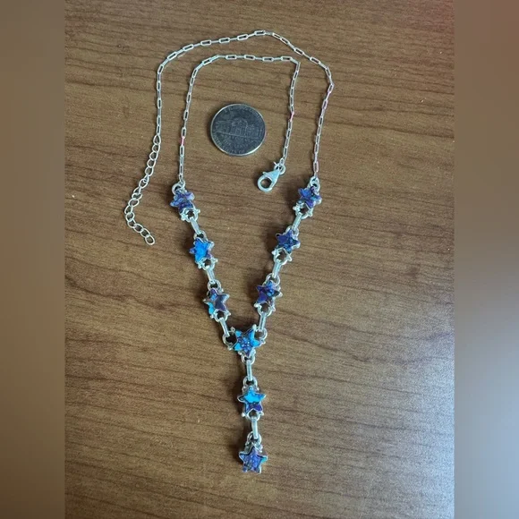 Starry Purple Dahlia Turquoise Sterling Silver Lariat Necklace - Picture 3 of 5